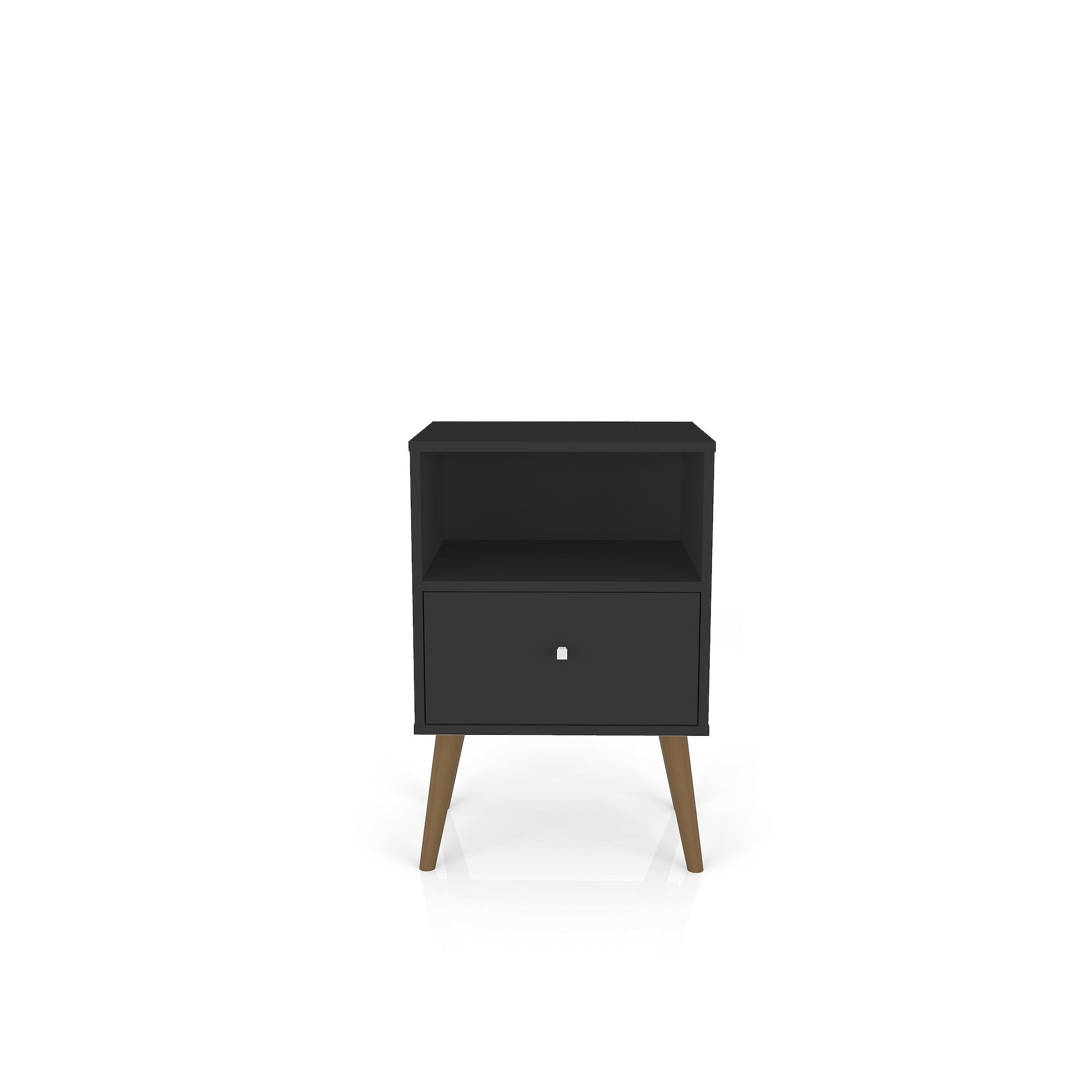 MANHATTAN COMFORT Liberty Mid-Century Modern Nightstand Table, Black
