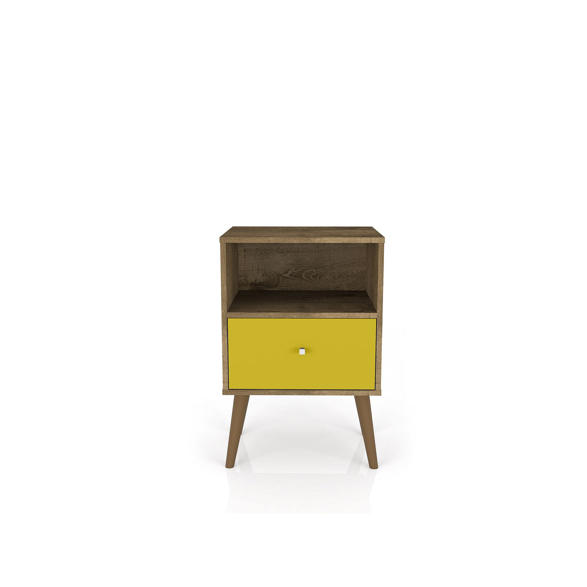 MANHATTAN COMFORT Liberty Mid-Century Modern Nightstand Table, Rusticbrown 