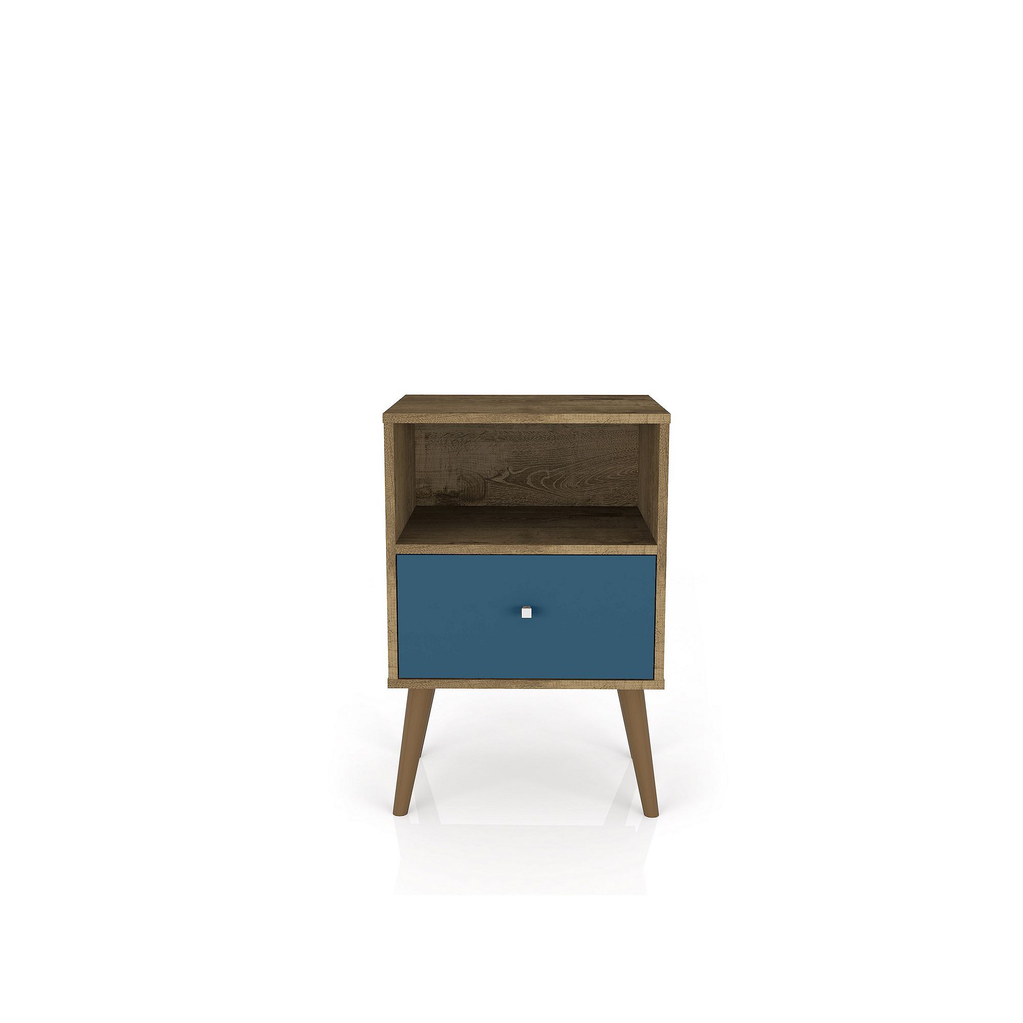 MANHATTAN COMFORT Liberty Mid-Century Modern Nightstand Table, Rusticbrowna