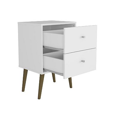 MANHATTAN COMFORT Liberty Mid-Century Modern 2-Drawer Nightstand Table