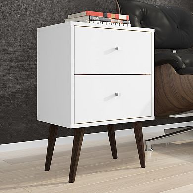 MANHATTAN COMFORT Liberty Mid-Century Modern 2-Drawer Nightstand Table