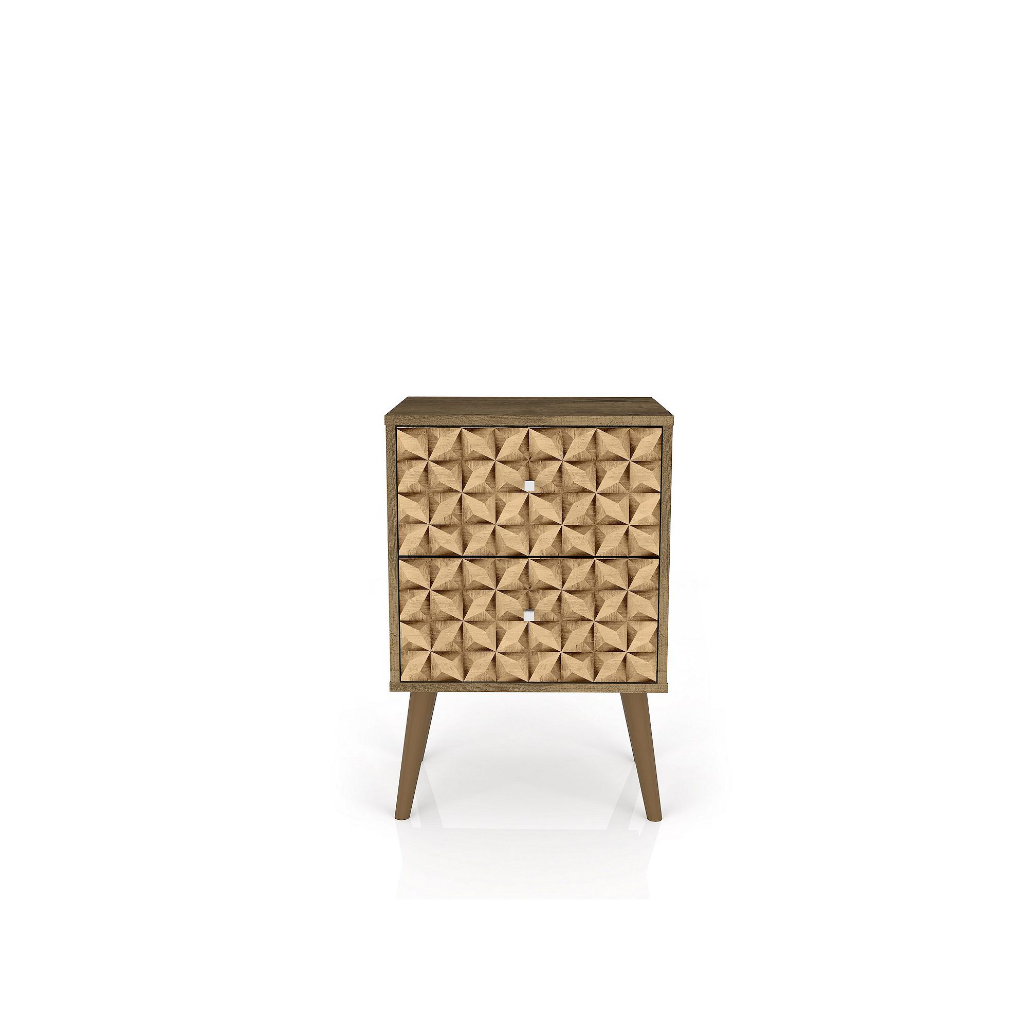 MANHATTAN COMFORT Liberty Mid-Century Modern 2-Drawer Nightstand Table, Rus