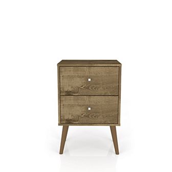 MANHATTAN COMFORT Liberty Mid-Century Modern 2-Drawer Nightstand Table