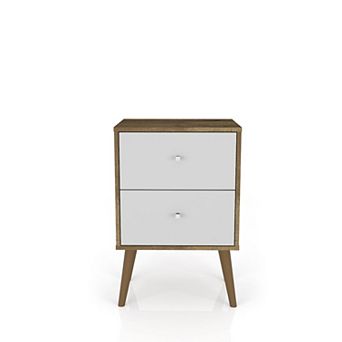 MANHATTAN COMFORT Liberty Mid-Century Modern 2-Drawer Nightstand Table