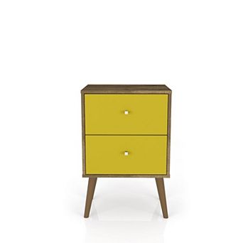 MANHATTAN COMFORT Liberty Mid-Century Modern 2-Drawer Nightstand Table