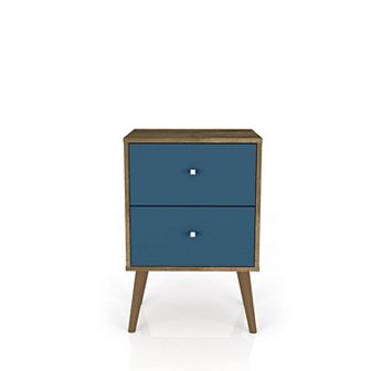 MANHATTAN COMFORT Liberty Mid-Century Modern 2-Drawer Nightstand Table