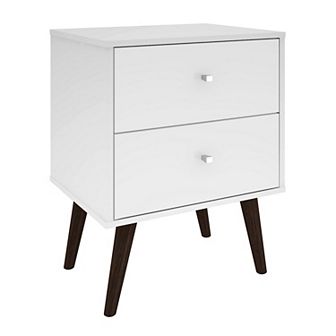 MANHATTAN COMFORT Liberty Mid-Century Modern 2-Drawer Nightstand Table