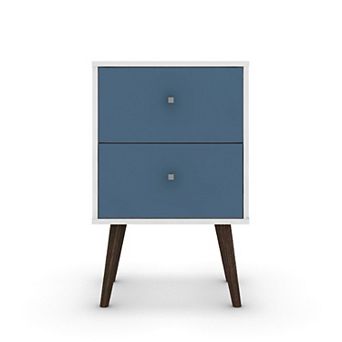 MANHATTAN COMFORT Liberty Mid-Century Modern 2-Drawer Nightstand Table