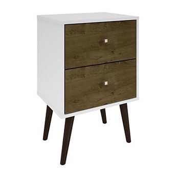 MANHATTAN COMFORT Liberty Mid-Century Modern 2-Drawer Nightstand Table