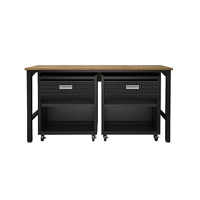 MANHATTAN COMFORT 3-Piece Fortress Mobile Garage Cabinet & Worktable Set