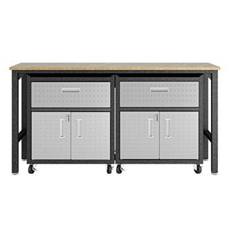 MANHATTAN COMFORT 3 pc Fortress Mobile Garage Cabinet & Worktable Set