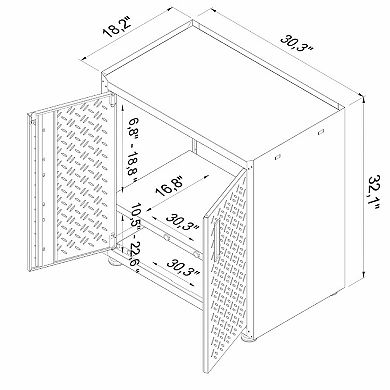 MANHATTAN COMFORT 3-Piece Fortress Mobile Garage Steel Cabinet & Worktable Set