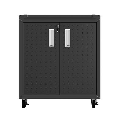MANHATTAN COMFORT 3-Piece Fortress Mobile Garage Steel Cabinet & Worktable Set