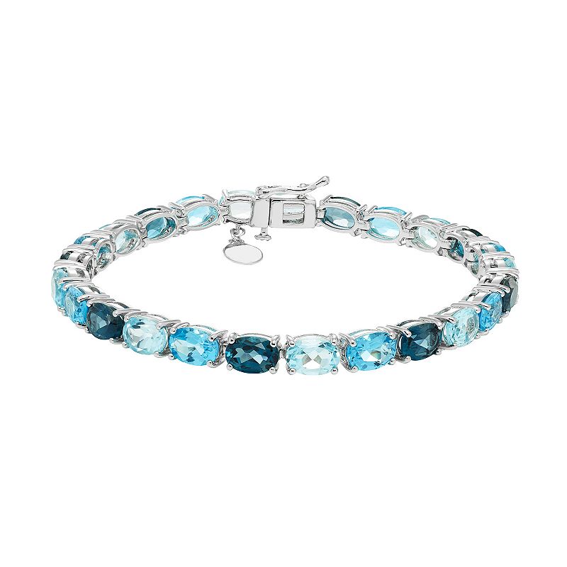 Sterling Silver Blue Topaz Bracelet, Womens, Size: 7