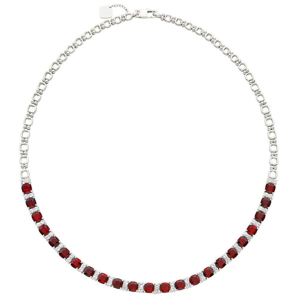 925 Sterling Silver Lab-Grown Ruby Flower Shape Necklace main image 0