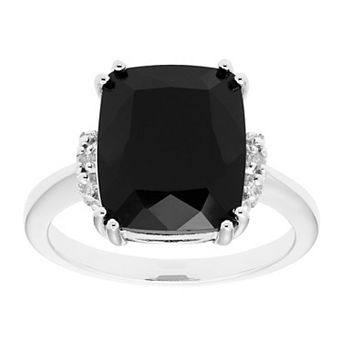 Sterling Silver Diamond Accent & Black Onyx Ring