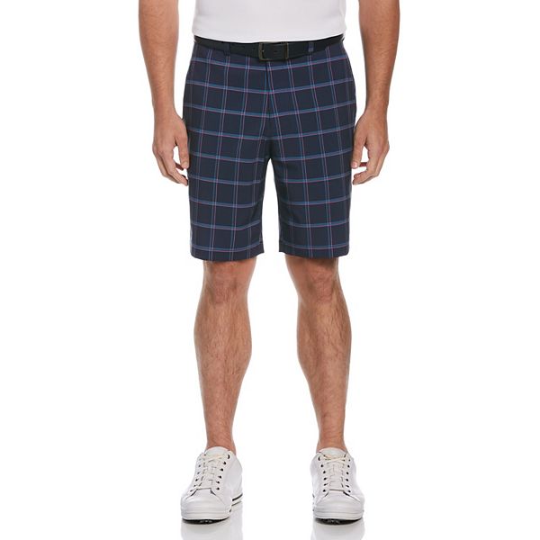 Men's Grand Slam Active Waistband Plaid Flat-Front Performance Golf Shorts