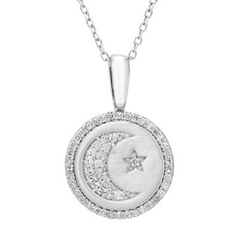 It's Personal Sterling Silver & Diamond-Accent Moon Star Pendant Necklace