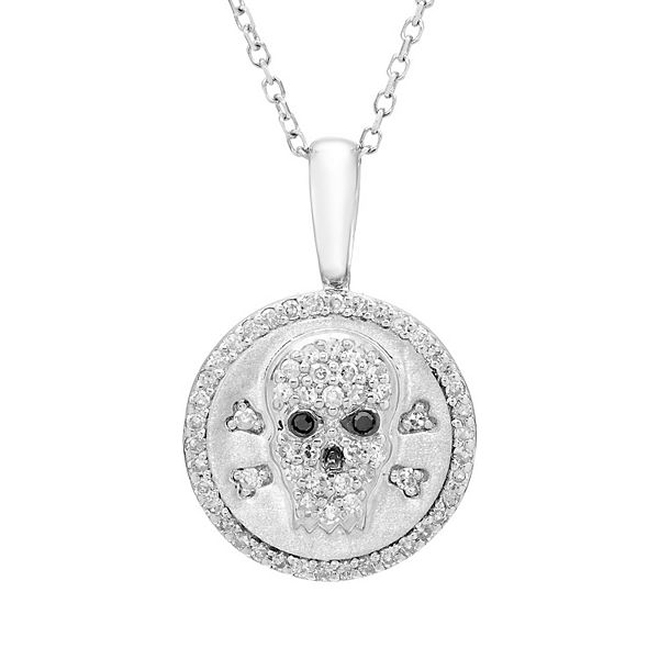 It's Personal Sterling Silver & Diamond-Accent Skull Pendant Necklace