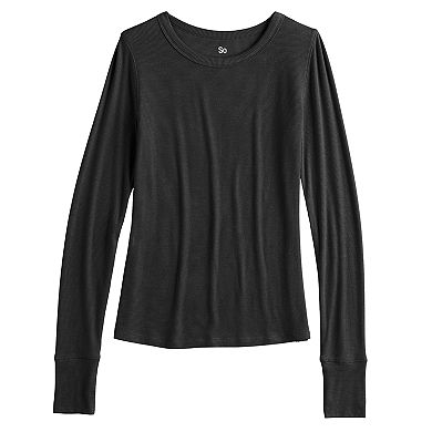 Juniors' SO® Long Sleeve Cropped Scoopneck Top