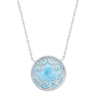Nautica Rocks Sterling Silver Larimar Filigree Necklace