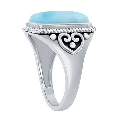 Sterling Silver Larimar Rectangle Ring