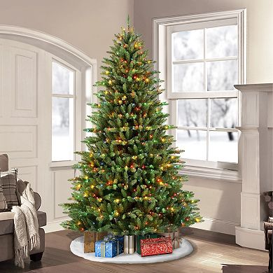 PULEO INTERNATIONAL 7-ft. Pre-Lit Color Select Fraser Fir Artificial Christmas Tree
