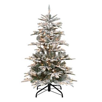 Puleo International 4.5-ft. Pre-Lit Flocked Aspen Fir Artificial Christmas Tree