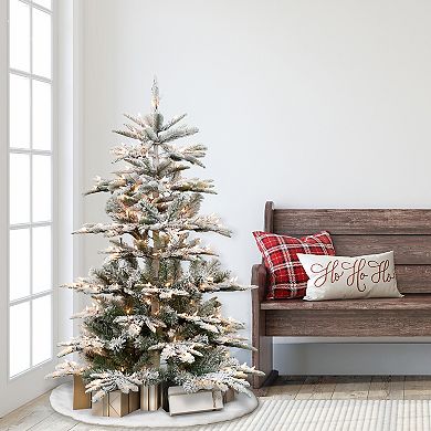 Puleo International 4.5-ft. Pre-Lit Flocked Aspen Fir Artificial Christmas Tree