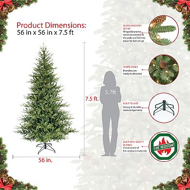 Puleo International 7-ft. Pre-Lit Alberta Spruce Artificial Christmas Tree