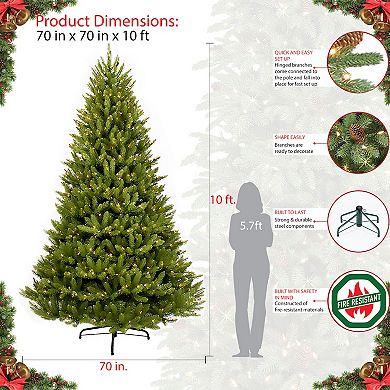 PULEO INTERNATIONAL 10-ft. Pre-Lit Fraser Fir Artificial Christmas Tree