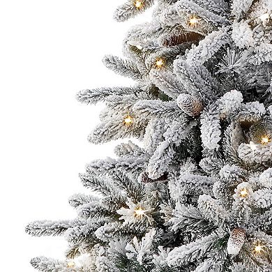 Puleo International 7-ft. Pre-Lit Flocked ‎Bennington Fir Artificial Christmas Tree