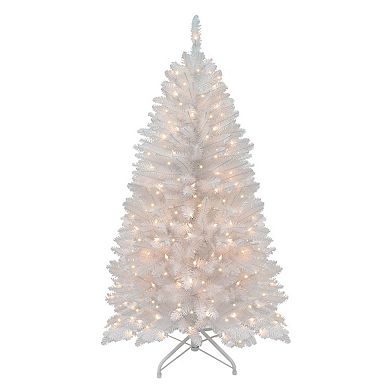 PULEO INTERNATIONAL 4-ft. Pre-Lit White Fraser Fir Pencil Artificial Christmas Tree