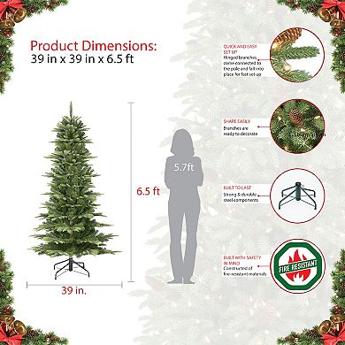 PULEO INTERNATIONAL 7-ft. Pre-Lit Slim Aspen Fir Artificial Christmas Tree