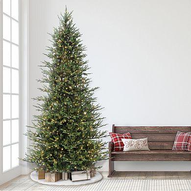 PULEO INTERNATIONAL 9-ft. Pre-Lit Slim Balsam Fir Artificial Christmas Tree