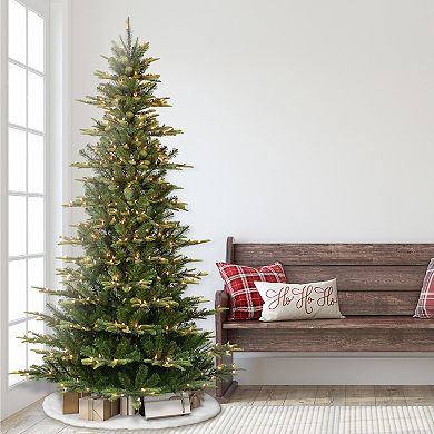 Puleo International 6.5-ft. Pre-Lit Slim Aspen Fir Artificial Christmas ...