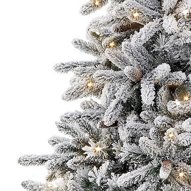 PULEO INTERNATIONAL 4-ft. Pre-Lit Flocked ‎Bennington Fir Artificial Christmas Tree