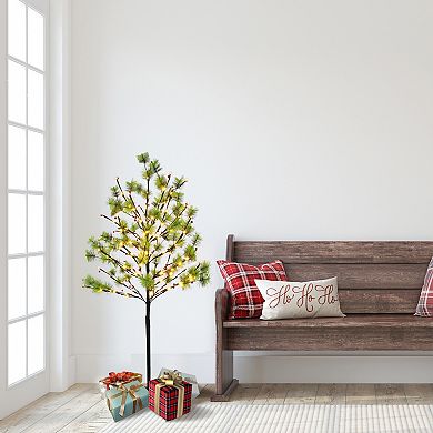 PULEO INTERNATIONAL 4-ft. Pre-Lit Twig Tree with LED Twinkle Lights