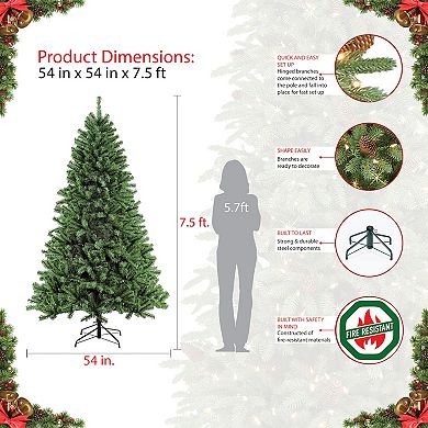 PULEO INTERNATIONAL 7.5-ft. Pre-Lit Northern Fir Artificial Christmas Tree