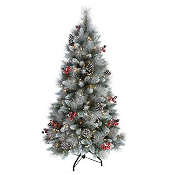 PULEO INTERNATIONAL 7.5-ft. Pre-Lit Sterling Pine Artificial Christmas Tree