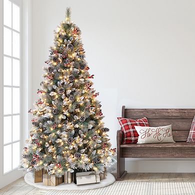 PULEO INTERNATIONAL 7.5-ft. Pre-Lit Sterling Pine Artificial Christmas Tree