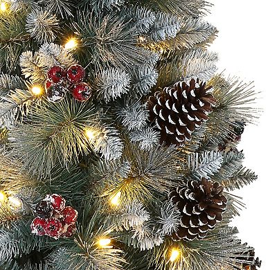 PULEO INTERNATIONAL 7.5-ft. Pre-Lit Sterling Pine Artificial Christmas Tree