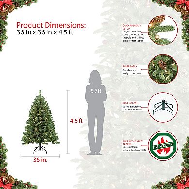 PULEO INTERNATIONAL 4.5-ft. Pre-Lit Northern Fir Artificial Christmas Tree