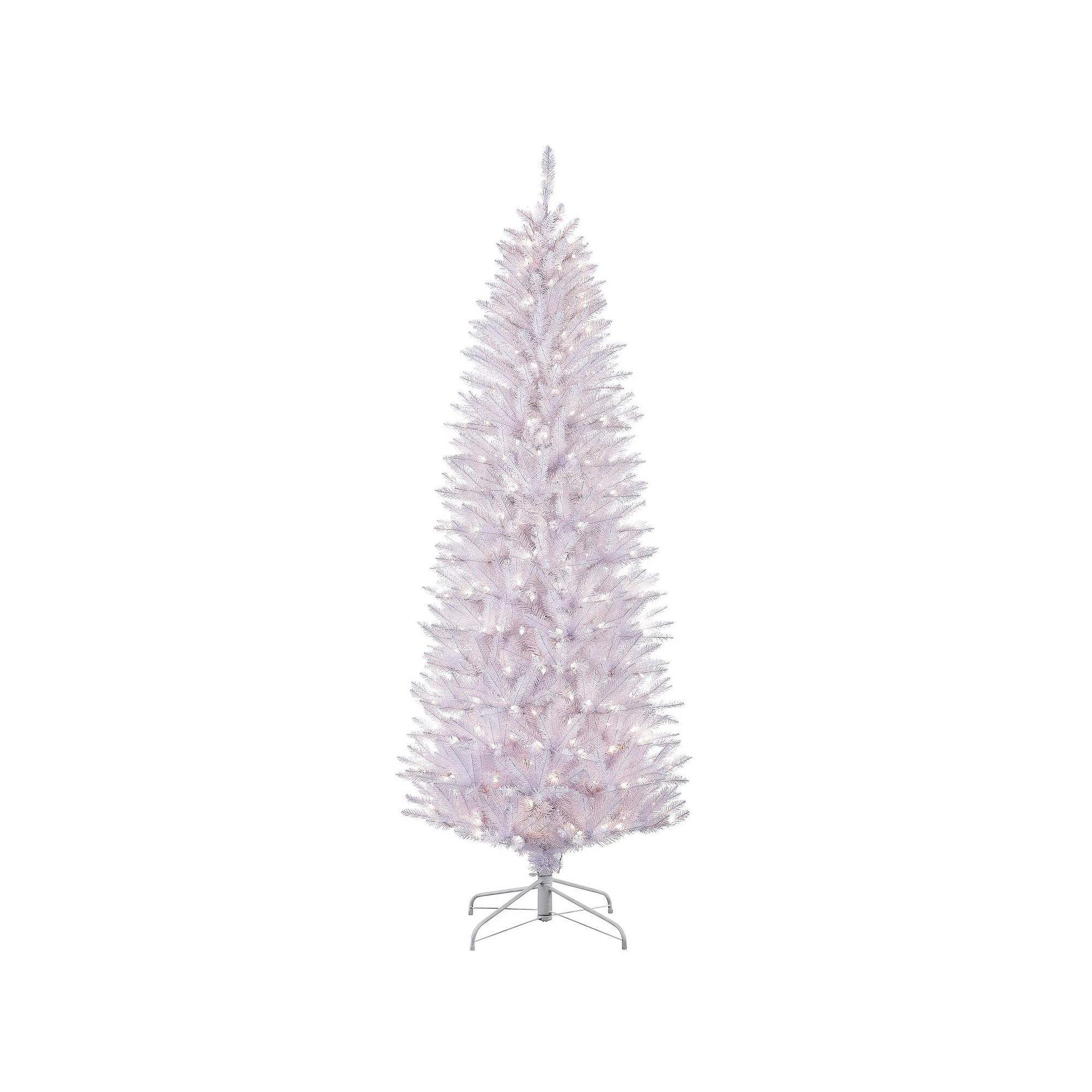 PULEO INTERNATIONAL 7-ft. Pre-Lit White Fraser Fir Pencil Artificial Christ