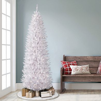 PULEO INTERNATIONAL 7-ft. Pre-Lit White Fraser Fir Pencil Artificial Christmas Tree