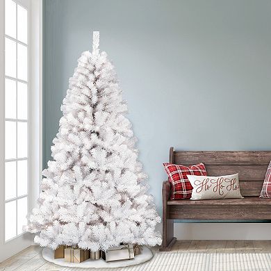 PULEO INTERNATIONAL 7.5-ft. Pre-Lit White Northern Fir Artificial Christmas Tree