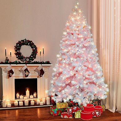 PULEO INTERNATIONAL 7.5-ft. Pre-Lit White Northern Fir Artificial Christmas Tree
