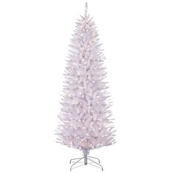 PULEO INTERNATIONAL 6-ft. Pre-Lit White Fraser Fir Pencil Artificial Christmas Tree