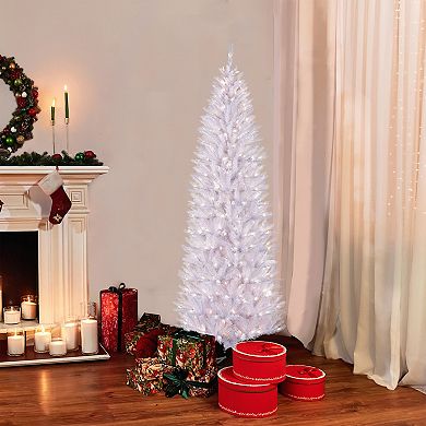 PULEO INTERNATIONAL 6-ft. Pre-Lit White Fraser Fir Pencil Artificial Christmas Tree