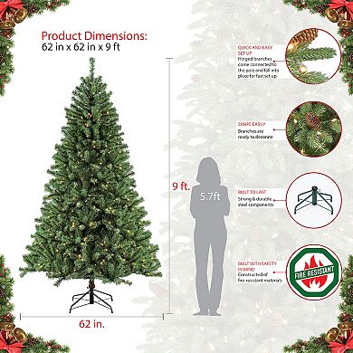 PULEO INTERNATIONAL 9-ft. Pre-Lit Northern Fir Artificial Christmas Tree